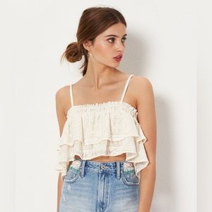 Tularosa Stella Embroidered Crop Top in Shell sz S NWOT
